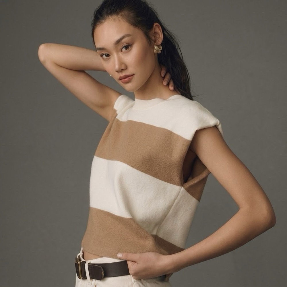 Maeve Anthropologie Noah Muscle Sweater Knit Top Boxy Neutral Minimalist XL